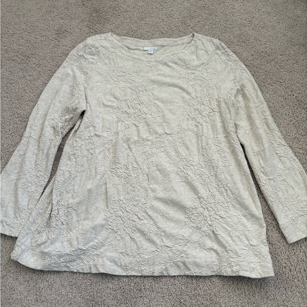 J. Jill Cream Long Sleeve Textured Tee